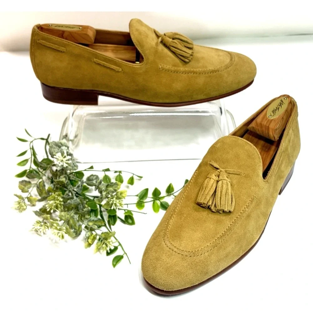 Allen Edmonds Men's Tan Suede Tassel Loafer Shoes Size 8.5 D Presley NWOB